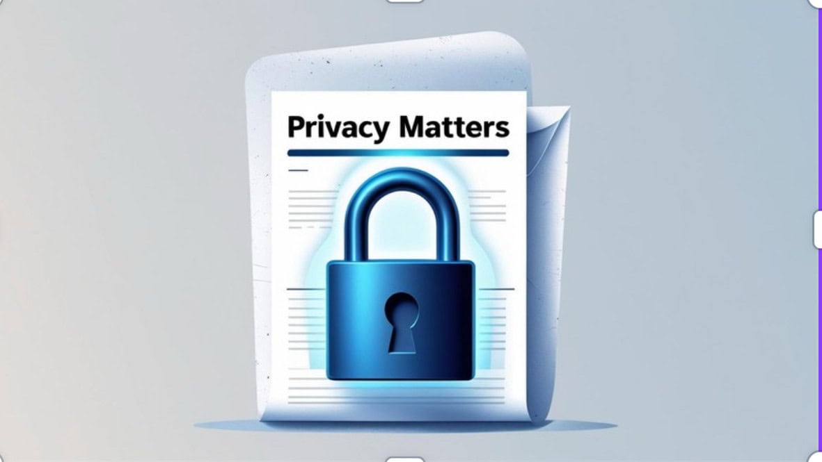 Illustration of email newsletter with lock symbol showing privacy and protection for subscribers.